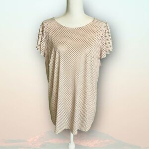 NWOT Adrianna Papell Blush / Beige Flutter Sleeve Geometric Dot Print Top SZ 1X